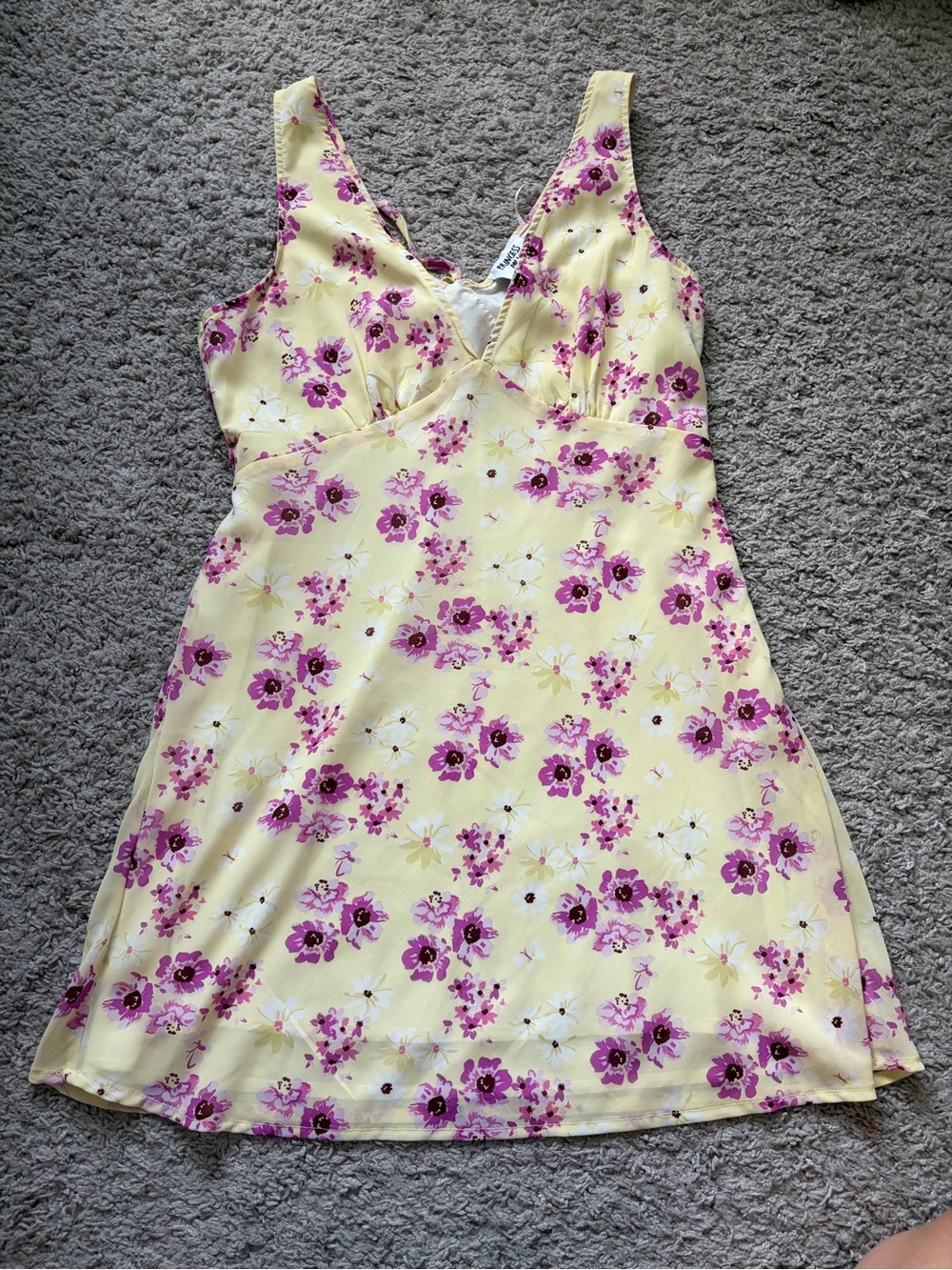 Princess Polly Yellow Slip Dress with Purple Floral Print